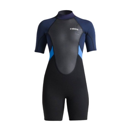 C-Skins Womens Element 3:2 Shorti Wetsuit Black Slate Azure Blue